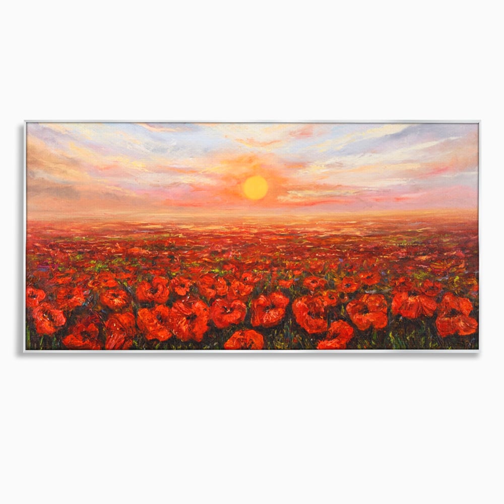Leinwandbilder Premium-Leinwandkunst LuxCanva® A1275, Feld mit Mohnblumen, Wohnen, Blumen, Blumen, Sonne, Himmel, Landleben, Schlafzimmer, kräftige Farben