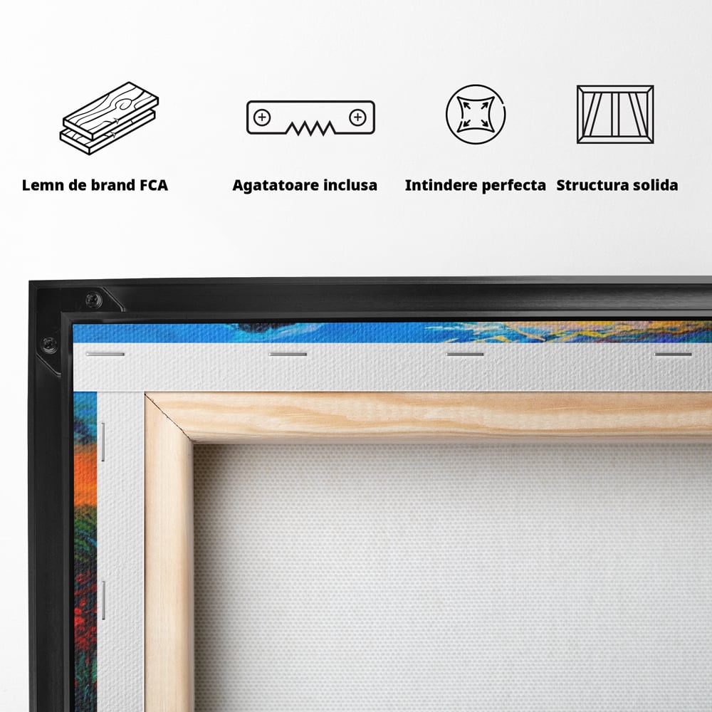 Tablou Canvas Premium LuxCanva® A1276, Flori La Apus, Living, Maci, Soare, Cer, Camp, Dormitor, Culori Vibrante
