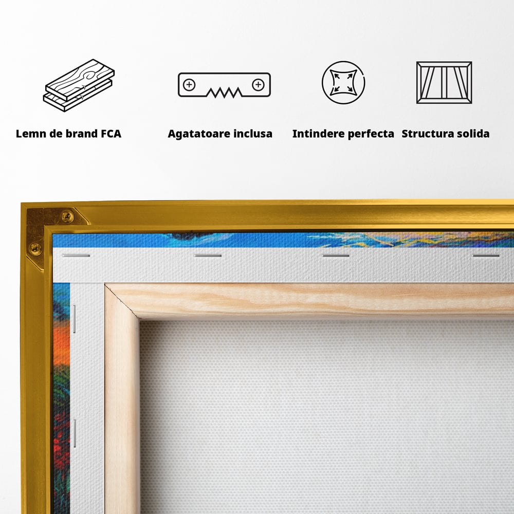Tablou Canvas Premium LuxCanva® A1276, Flori La Apus, Living, Maci, Soare, Cer, Camp, Dormitor, Culori Vibrante