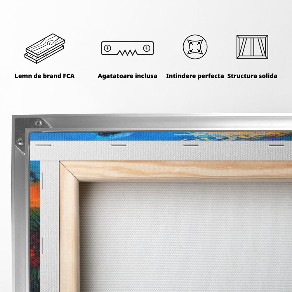 Tablou Canvas Premium LuxCanva® A1276, Flori La Apus, Living, Maci, Soare, Cer, Camp, Dormitor, Culori Vibrante