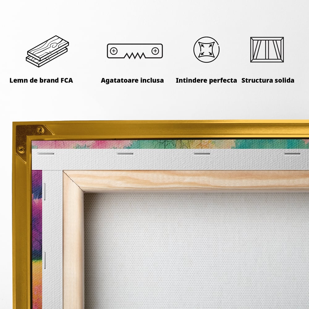Tablou Canvas Premium LuxCanva® A1277, Copaci Roz, Living, Flori, Campie, Arbori, Cer, Dormitor, Culori Vibrante