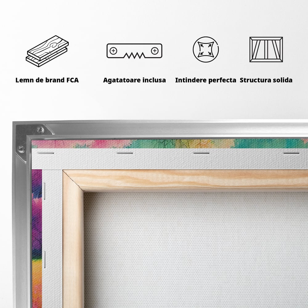 Tablou Canvas Premium LuxCanva® A1277, Copaci Roz, Living, Flori, Campie, Arbori, Cer, Dormitor, Culori Vibrante