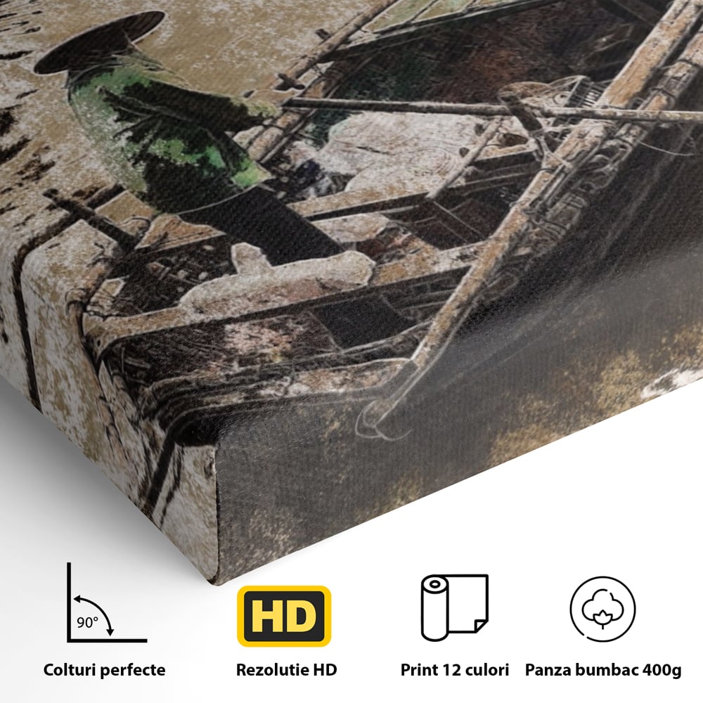 Tablou Canvas Premium LuxCanva® A1280, Pescarul, Living, Barca, Lac, Vasle, Culori Vibrante