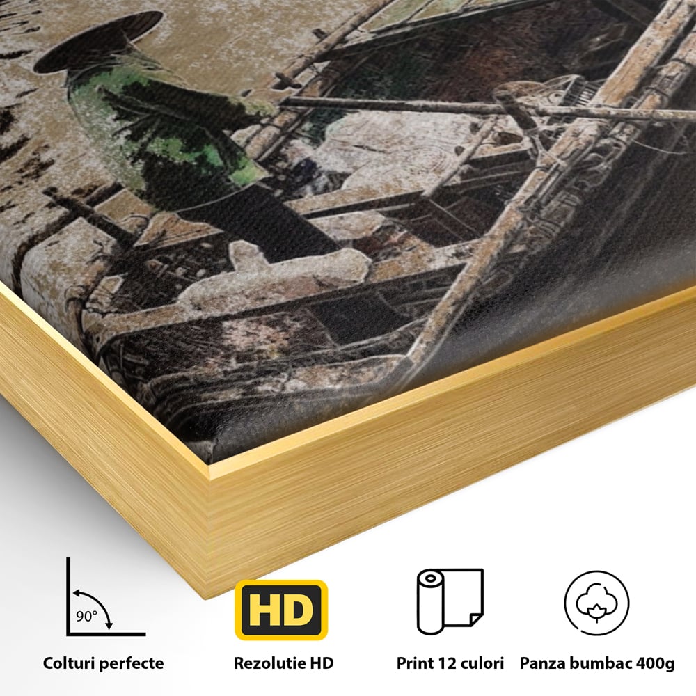 Tablou Canvas Premium LuxCanva® A1280, Pescarul, Living, Barca, Lac, Vasle, Culori Vibrante