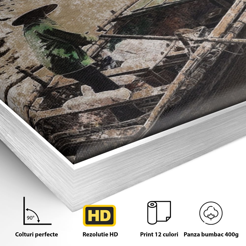 Tablou Canvas Premium LuxCanva® A1280, Pescarul, Living, Barca, Lac, Vasle, Culori Vibrante
