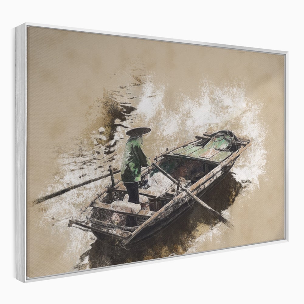 Tablou Canvas Premium LuxCanva® A1280, Pescarul, Living, Barca, Lac, Vasle, Culori Vibrante