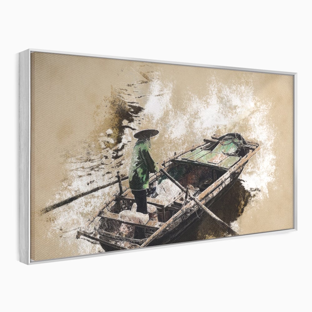 Tablou Canvas Premium LuxCanva® A1280, Pescarul, Living, Barca, Lac, Vasle, Culori Vibrante