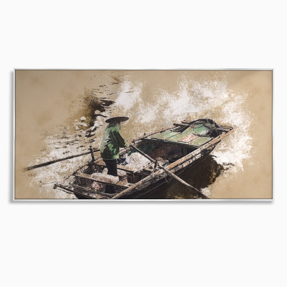 Tablou Canvas Premium LuxCanva® A1280, Pescarul, Living, Barca, Lac, Vasle, Culori Vibrante