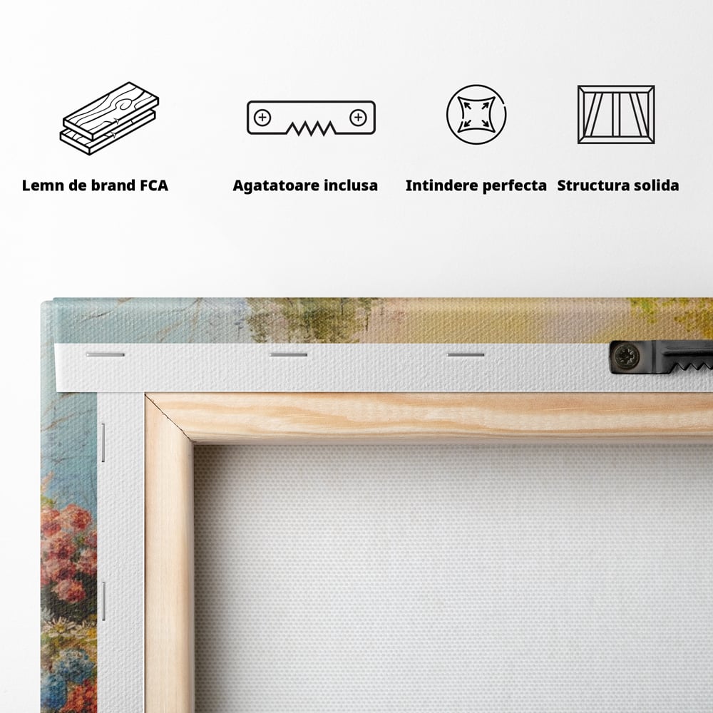 Tablou Canvas Premium LuxCanva® A1283, Scarile Cu Flori, Living, Flori, Alee, Copaci, Dormitor, Culori Vibrante