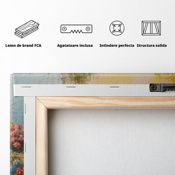 Tablou Canvas Premium LuxCanva® A1283, Scarile Cu Flori, Living, Flori, Alee, Copaci, Dormitor, Culori Vibrante