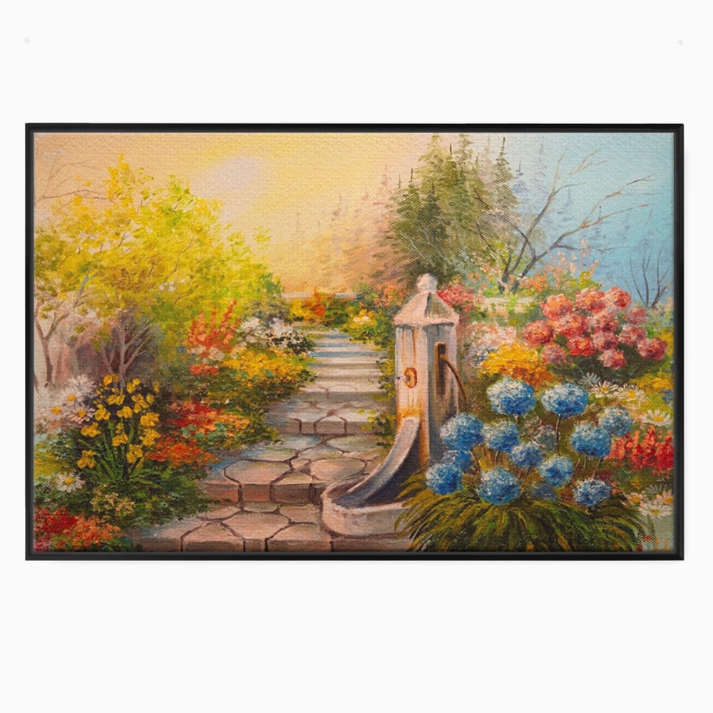Tablou Canvas Premium LuxCanva® A1283, Scarile Cu Flori, Living, Flori, Alee, Copaci, Dormitor, Culori Vibrante