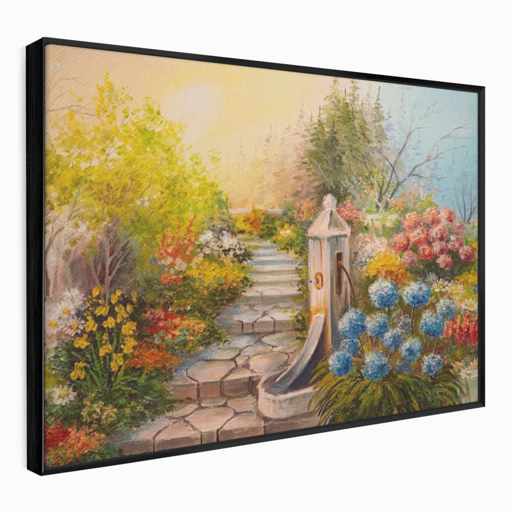Tablou Canvas Premium LuxCanva® A1283, Scarile Cu Flori, Living, Flori, Alee, Copaci, Dormitor, Culori Vibrante