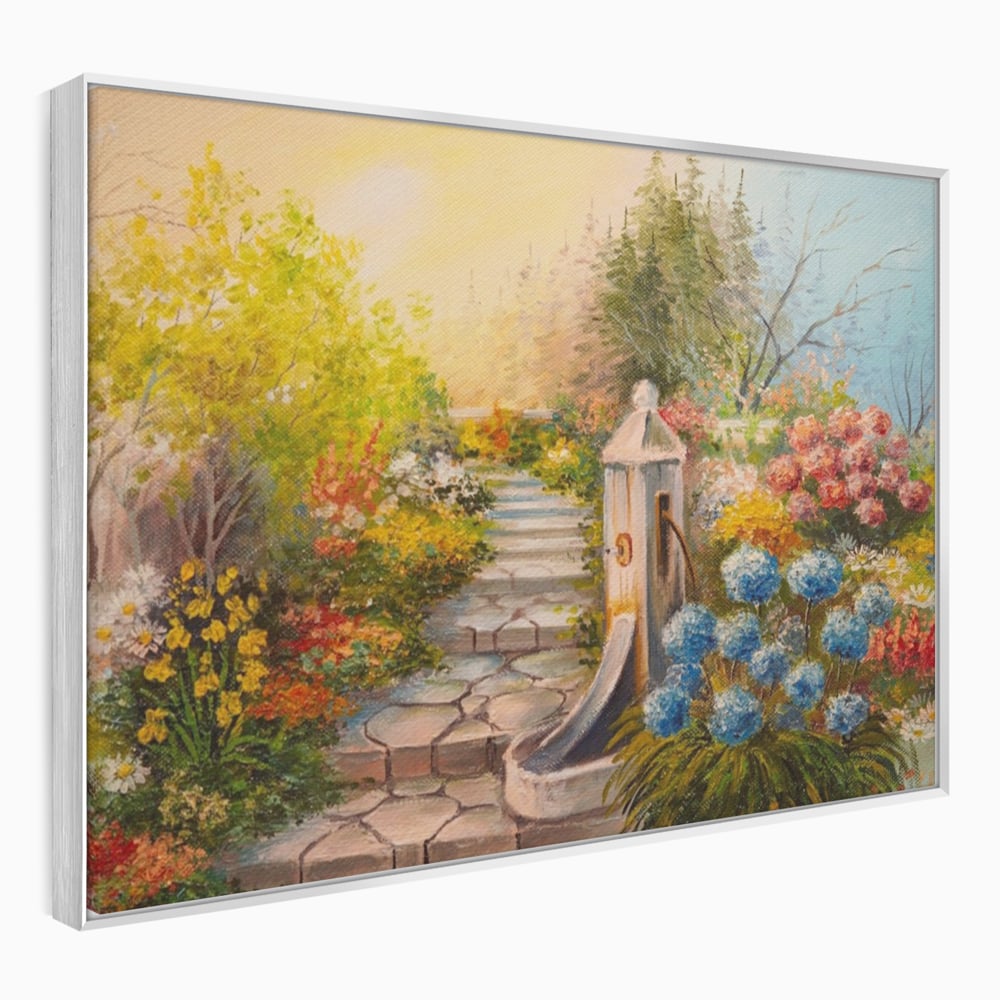 Tablou Canvas Premium LuxCanva® A1283, Scarile Cu Flori, Living, Flori, Alee, Copaci, Dormitor, Culori Vibrante