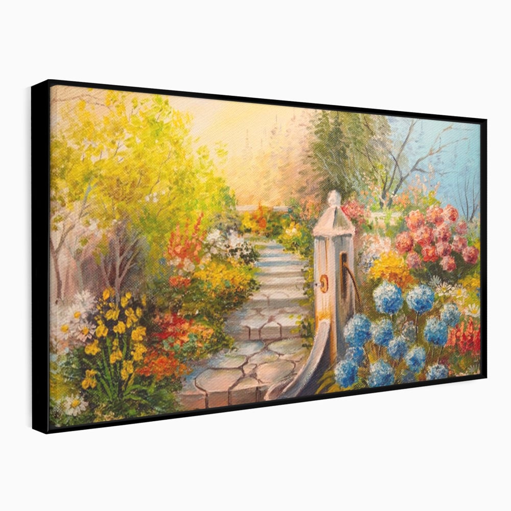 Tablou Canvas Premium LuxCanva® A1283, Scarile Cu Flori, Living, Flori, Alee, Copaci, Dormitor, Culori Vibrante