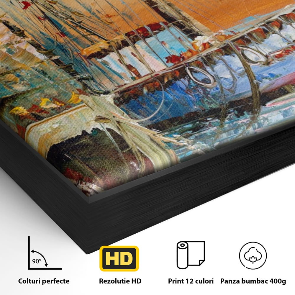 Leinwand Wandkunst Leinwand Wandkunst LuxCanva® A1285, Altes Boot, Wohnen, Leben, Dampf, Hafen, Meer, Vogel, Vogel, Schlafzimmer, leuchtende Farben