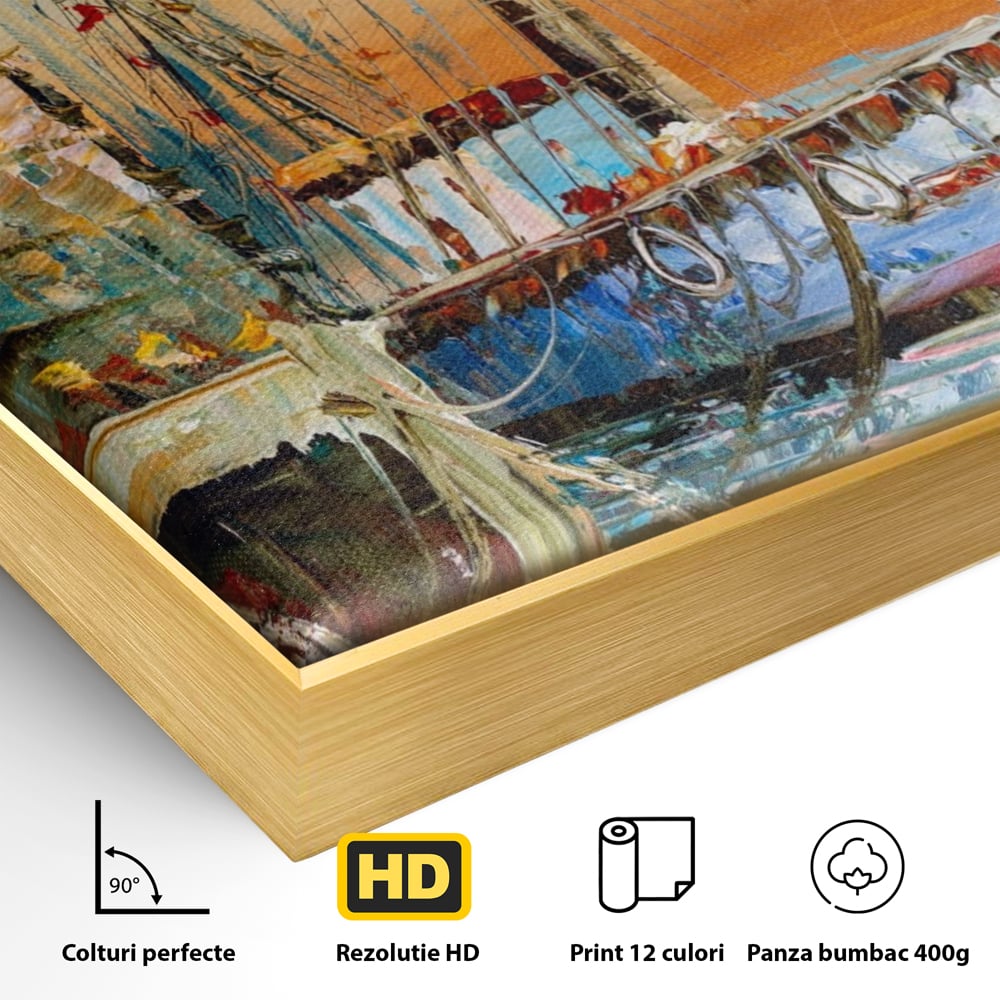 Leinwand Wandkunst Leinwand Wandkunst LuxCanva® A1285, Altes Boot, Wohnen, Leben, Dampf, Hafen, Meer, Vogel, Vogel, Schlafzimmer, leuchtende Farben