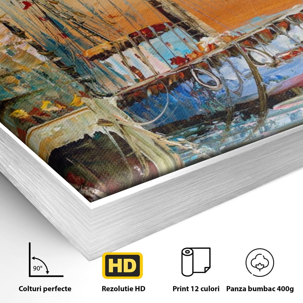 Leinwand Wandkunst Leinwand Wandkunst LuxCanva® A1285, Altes Boot, Wohnen, Leben, Dampf, Hafen, Meer, Vogel, Vogel, Schlafzimmer, leuchtende Farben