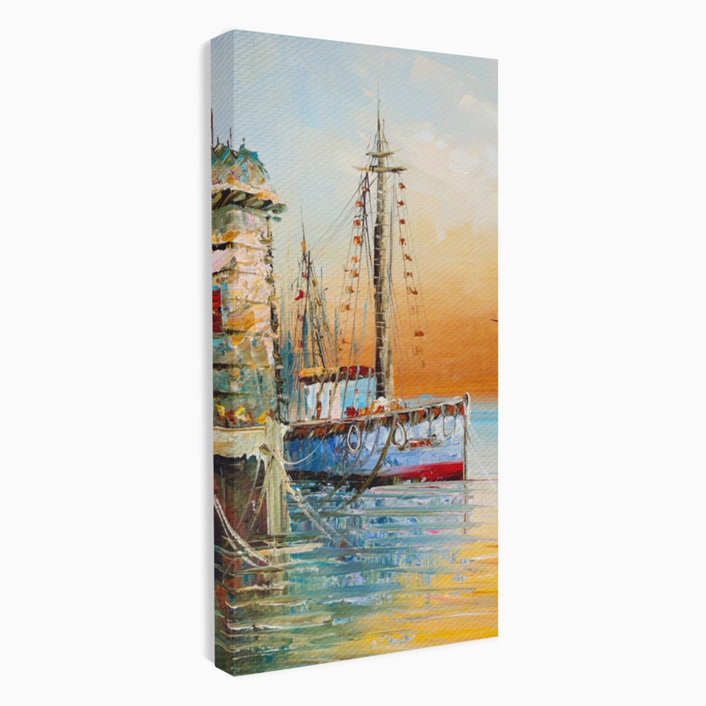 Leinwand Wandkunst Leinwand Wandkunst LuxCanva® A1285, Altes Boot, Wohnen, Leben, Dampf, Hafen, Meer, Vogel, Vogel, Schlafzimmer, leuchtende Farben
