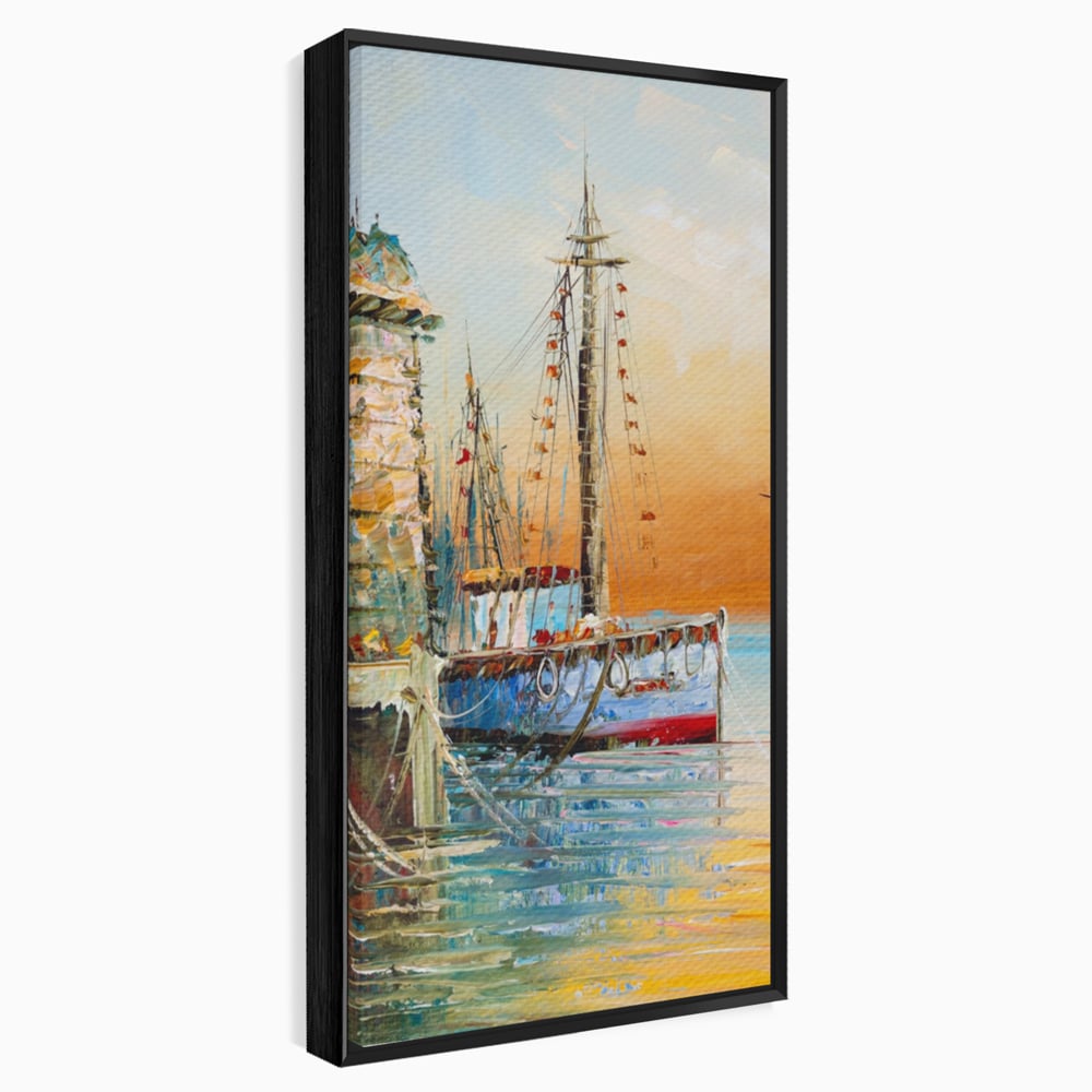 Leinwand Wandkunst Leinwand Wandkunst LuxCanva® A1285, Altes Boot, Wohnen, Leben, Dampf, Hafen, Meer, Vogel, Vogel, Schlafzimmer, leuchtende Farben