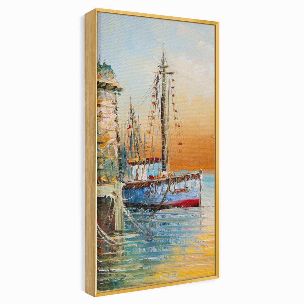 Leinwand Wandkunst Leinwand Wandkunst LuxCanva® A1285, Altes Boot, Wohnen, Leben, Dampf, Hafen, Meer, Vogel, Vogel, Schlafzimmer, leuchtende Farben