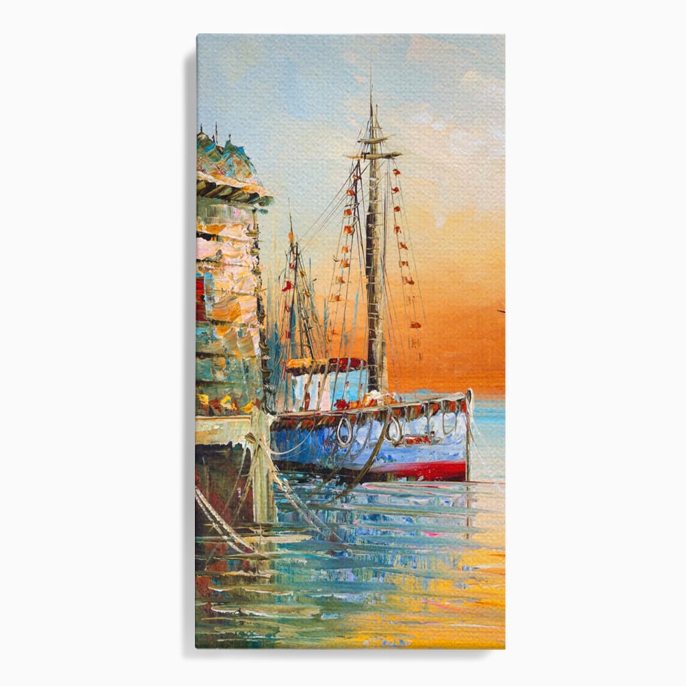 Leinwand Wandkunst Leinwand Wandkunst LuxCanva® A1285, Altes Boot, Wohnen, Leben, Dampf, Hafen, Meer, Vogel, Vogel, Schlafzimmer, leuchtende Farben