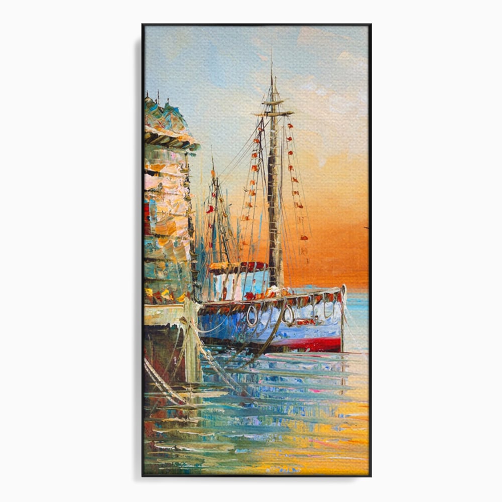 Leinwand Wandkunst Leinwand Wandkunst LuxCanva® A1285, Altes Boot, Wohnen, Leben, Dampf, Hafen, Meer, Vogel, Vogel, Schlafzimmer, leuchtende Farben