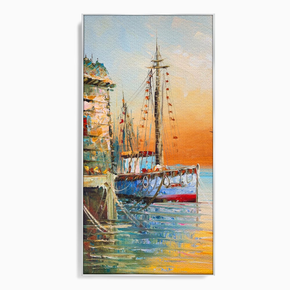 Leinwand Wandkunst Leinwand Wandkunst LuxCanva® A1285, Altes Boot, Wohnen, Leben, Dampf, Hafen, Meer, Vogel, Vogel, Schlafzimmer, leuchtende Farben