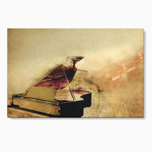 Tablou Canvas Premium LuxCanva® A1288, Pianul, Living, Instrument Muzical, Note Muzicale, Portativ, Studio, Culori Vibrante