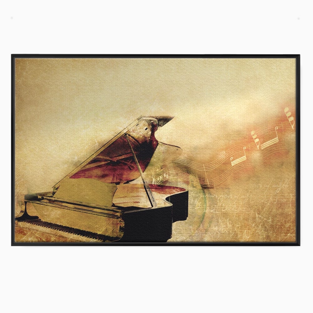 Tablou Canvas Premium LuxCanva® A1288, Pianul, Living, Instrument Muzical, Note Muzicale, Portativ, Studio, Culori Vibrante