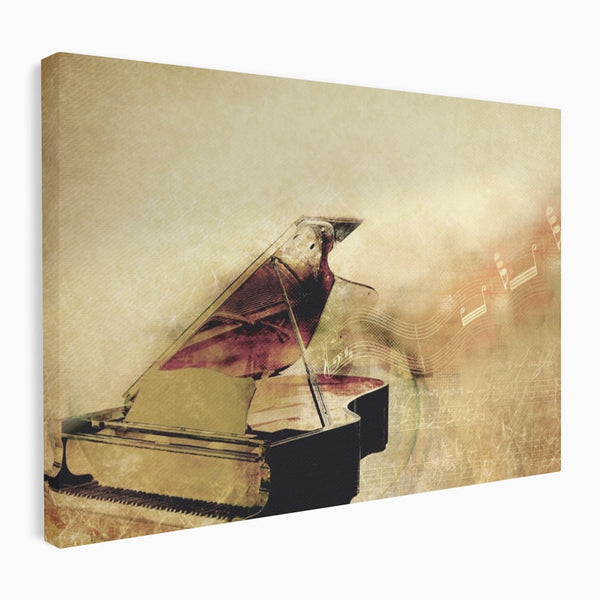 Tablou Canvas Premium LuxCanva® A1288, Pianul, Living, Instrument Muzical, Note Muzicale, Portativ, Studio, Culori Vibrante