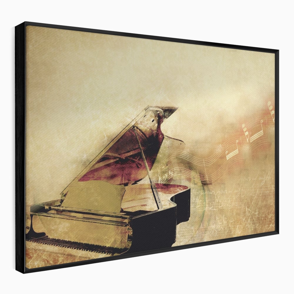 Tablou Canvas Premium LuxCanva® A1288, Pianul, Living, Instrument Muzical, Note Muzicale, Portativ, Studio, Culori Vibrante