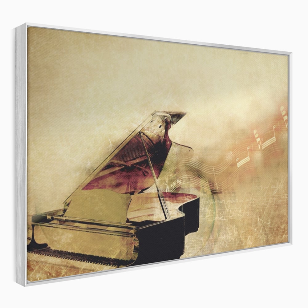 Tablou Canvas Premium LuxCanva® A1288, Pianul, Living, Instrument Muzical, Note Muzicale, Portativ, Studio, Culori Vibrante