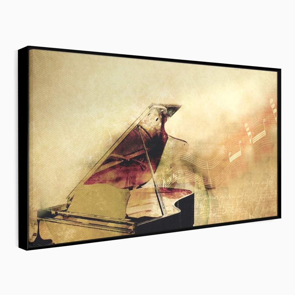 Tablou Canvas Premium LuxCanva® A1288, Pianul, Living, Instrument Muzical, Note Muzicale, Portativ, Studio, Culori Vibrante