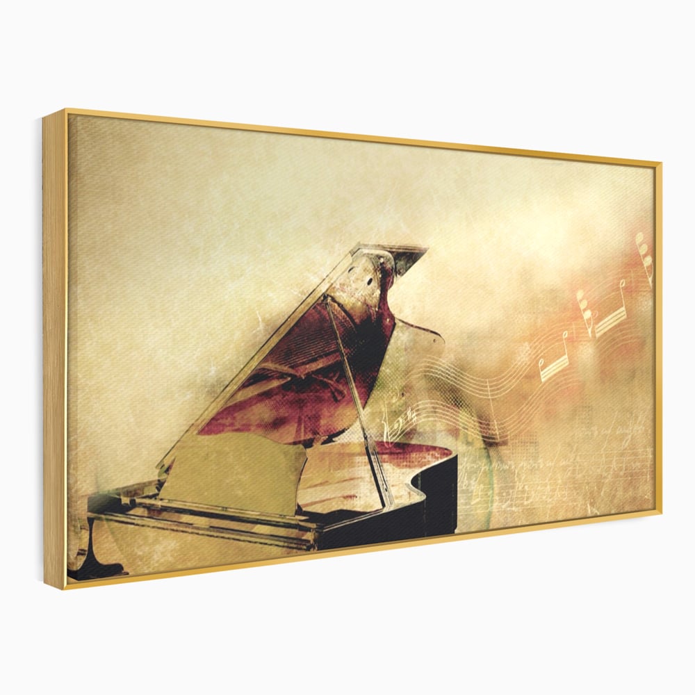 Tablou Canvas Premium LuxCanva® A1288, Pianul, Living, Instrument Muzical, Note Muzicale, Portativ, Studio, Culori Vibrante