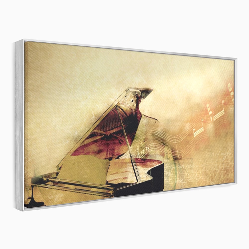 Tablou Canvas Premium LuxCanva® A1288, Pianul, Living, Instrument Muzical, Note Muzicale, Portativ, Studio, Culori Vibrante