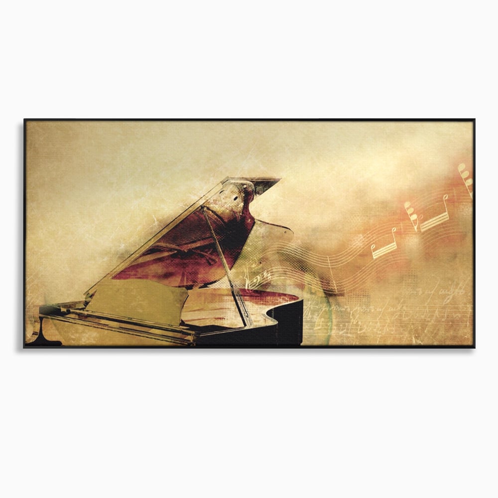 Tablou Canvas Premium LuxCanva® A1288, Pianul, Living, Instrument Muzical, Note Muzicale, Portativ, Studio, Culori Vibrante