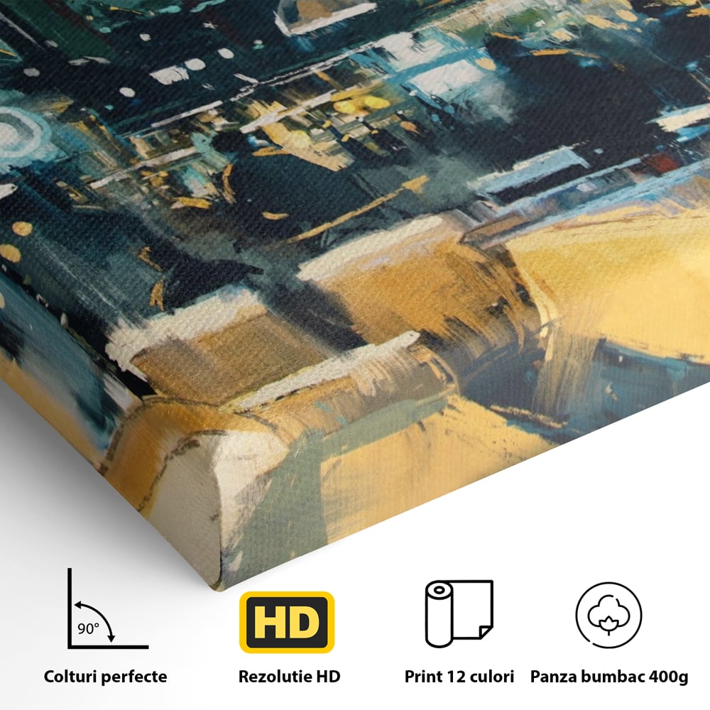 Tablou Canvas Premium LuxCanva® A1289, Night Club, Living, Oameni, Cafenea, Restaurant, Lumini, Culori Vibrante