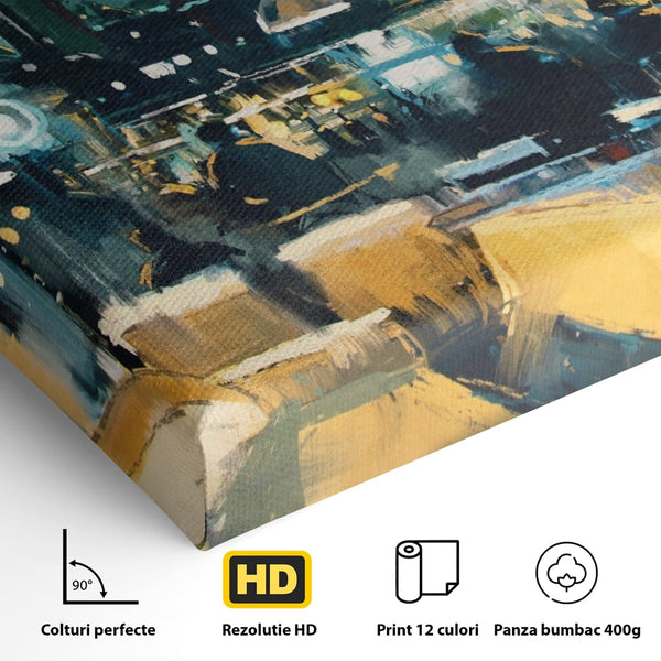 Tablou Canvas Premium LuxCanva® A1289, Night Club, Living, Oameni, Cafenea, Restaurant, Lumini, Culori Vibrante