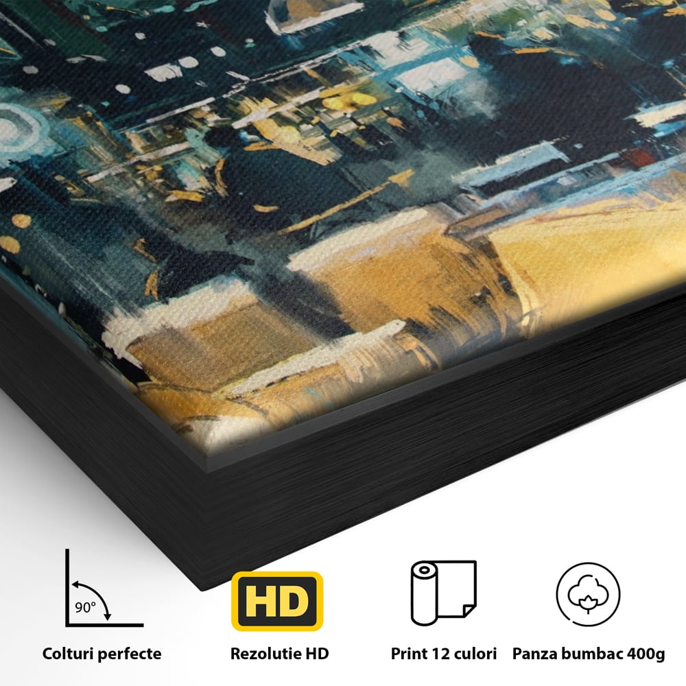 Tablou Canvas Premium LuxCanva® A1289, Night Club, Living, Oameni, Cafenea, Restaurant, Lumini, Culori Vibrante