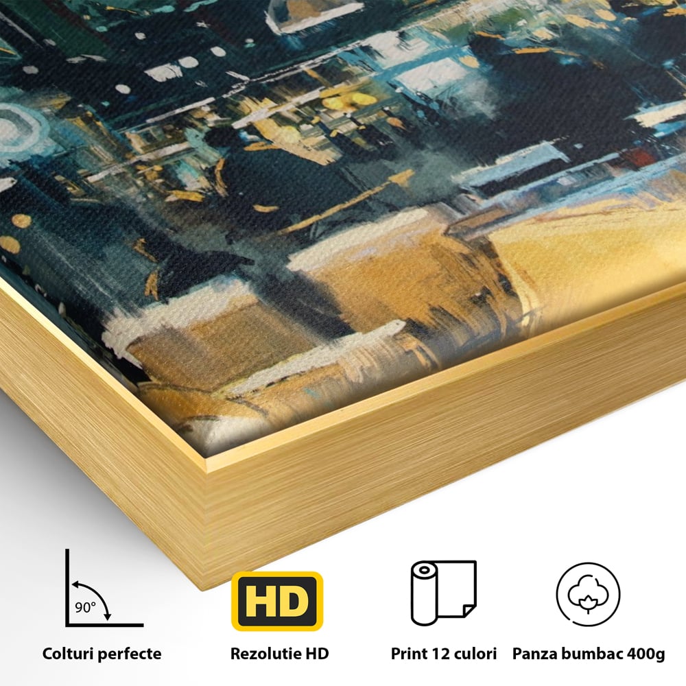 Tablou Canvas Premium LuxCanva® A1289, Night Club, Living, Oameni, Cafenea, Restaurant, Lumini, Culori Vibrante
