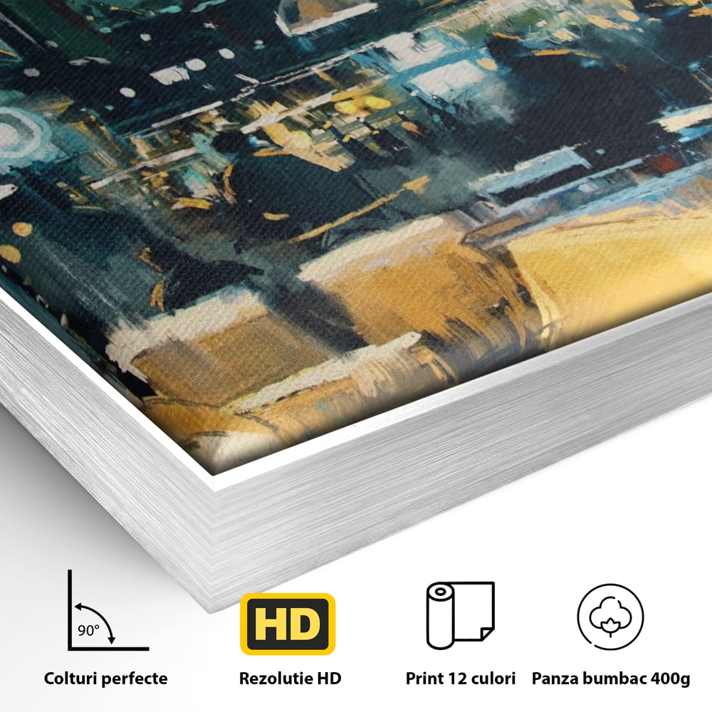 Tablou Canvas Premium LuxCanva® A1289, Night Club, Living, Oameni, Cafenea, Restaurant, Lumini, Culori Vibrante