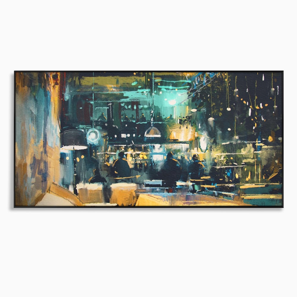 Tablou Canvas Premium LuxCanva® A1289, Night Club, Living, Oameni, Cafenea, Restaurant, Lumini, Culori Vibrante