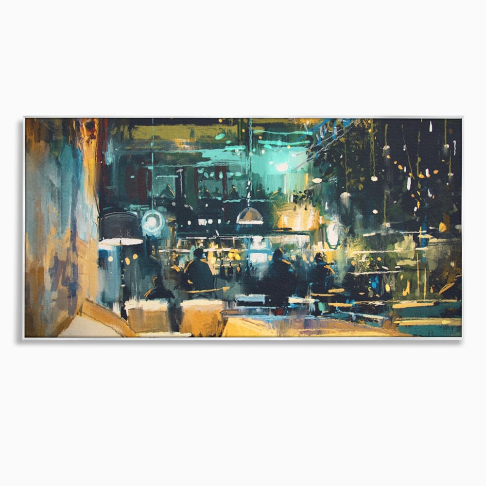 Tablou Canvas Premium LuxCanva® A1289, Night Club, Living, Oameni, Cafenea, Restaurant, Lumini, Culori Vibrante
