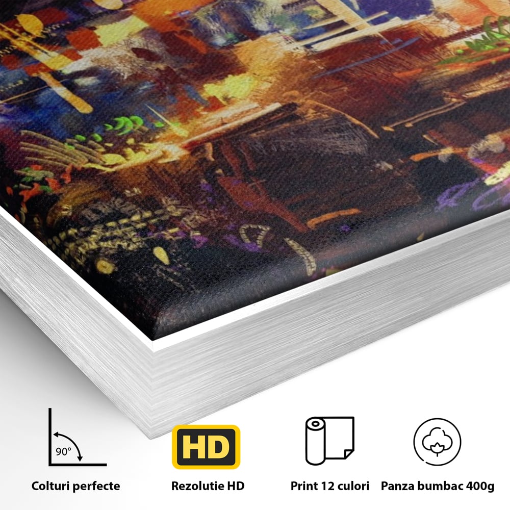 Leinwandbilder Premium LuxCanva® A1290, Bunter Markt, Wohnen, Laden, Menschen, Abstrakt, Lichter, Kräftige Farben