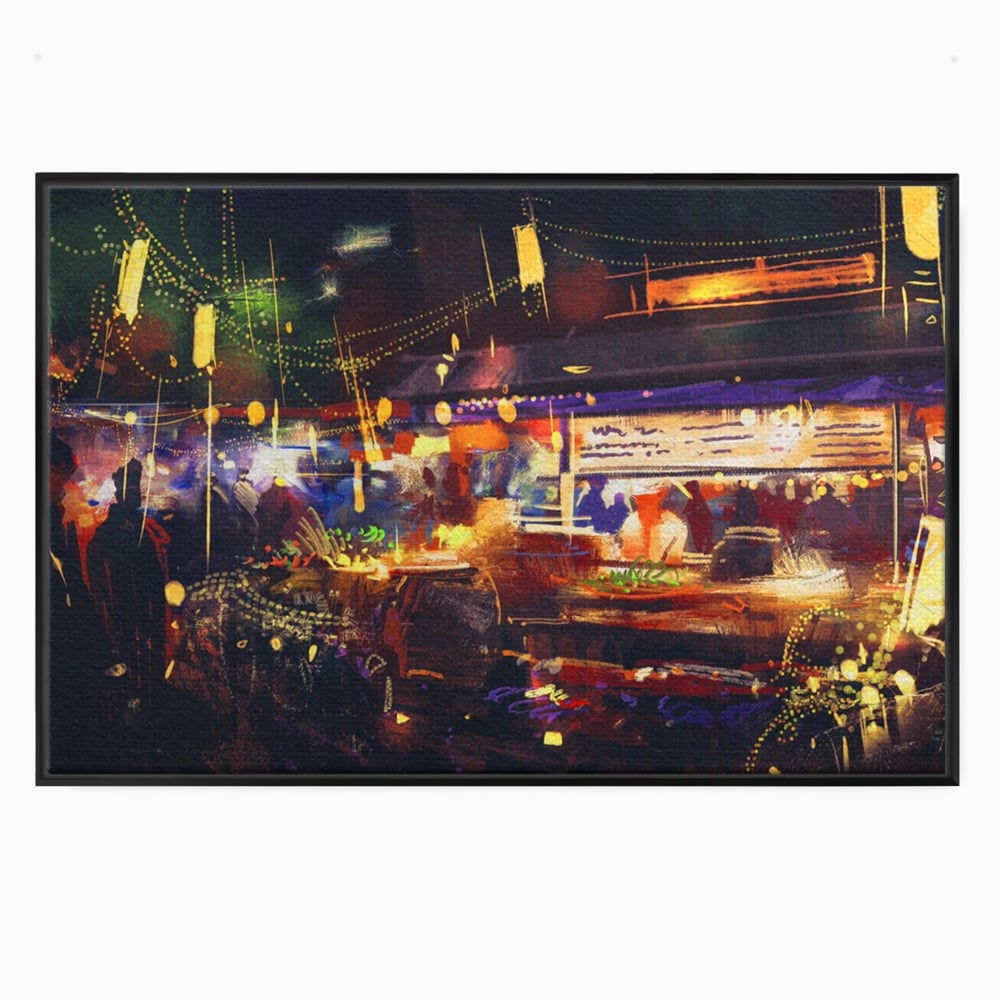 Leinwandbilder Premium LuxCanva® A1290, Bunter Markt, Wohnen, Laden, Menschen, Abstrakt, Lichter, Kräftige Farben