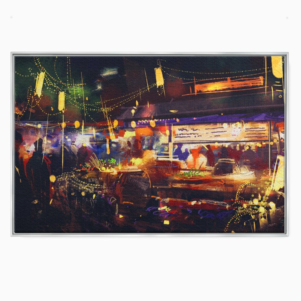 Leinwandbilder Premium LuxCanva® A1290, Bunter Markt, Wohnen, Laden, Menschen, Abstrakt, Lichter, Kräftige Farben