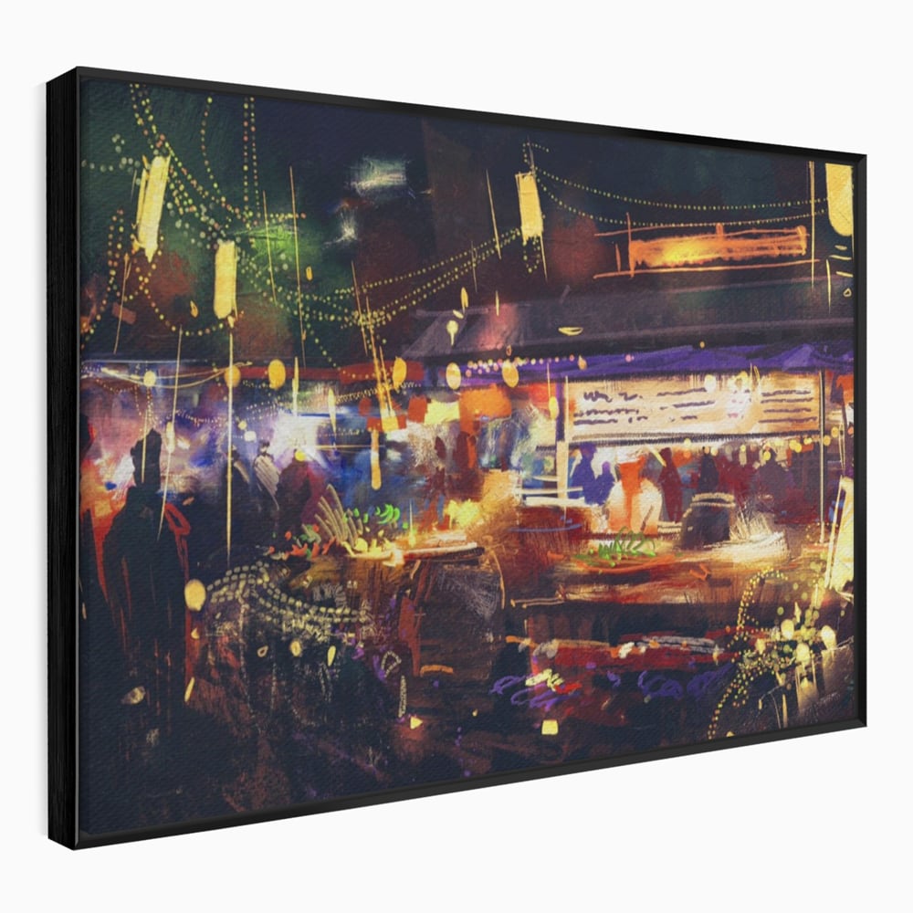 Leinwandbilder Premium LuxCanva® A1290, Bunter Markt, Wohnen, Laden, Menschen, Abstrakt, Lichter, Kräftige Farben