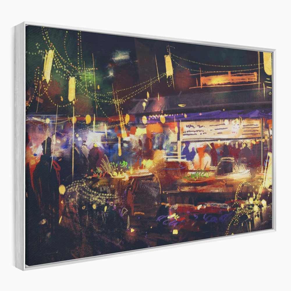 Leinwandbilder Premium LuxCanva® A1290, Bunter Markt, Wohnen, Laden, Menschen, Abstrakt, Lichter, Kräftige Farben