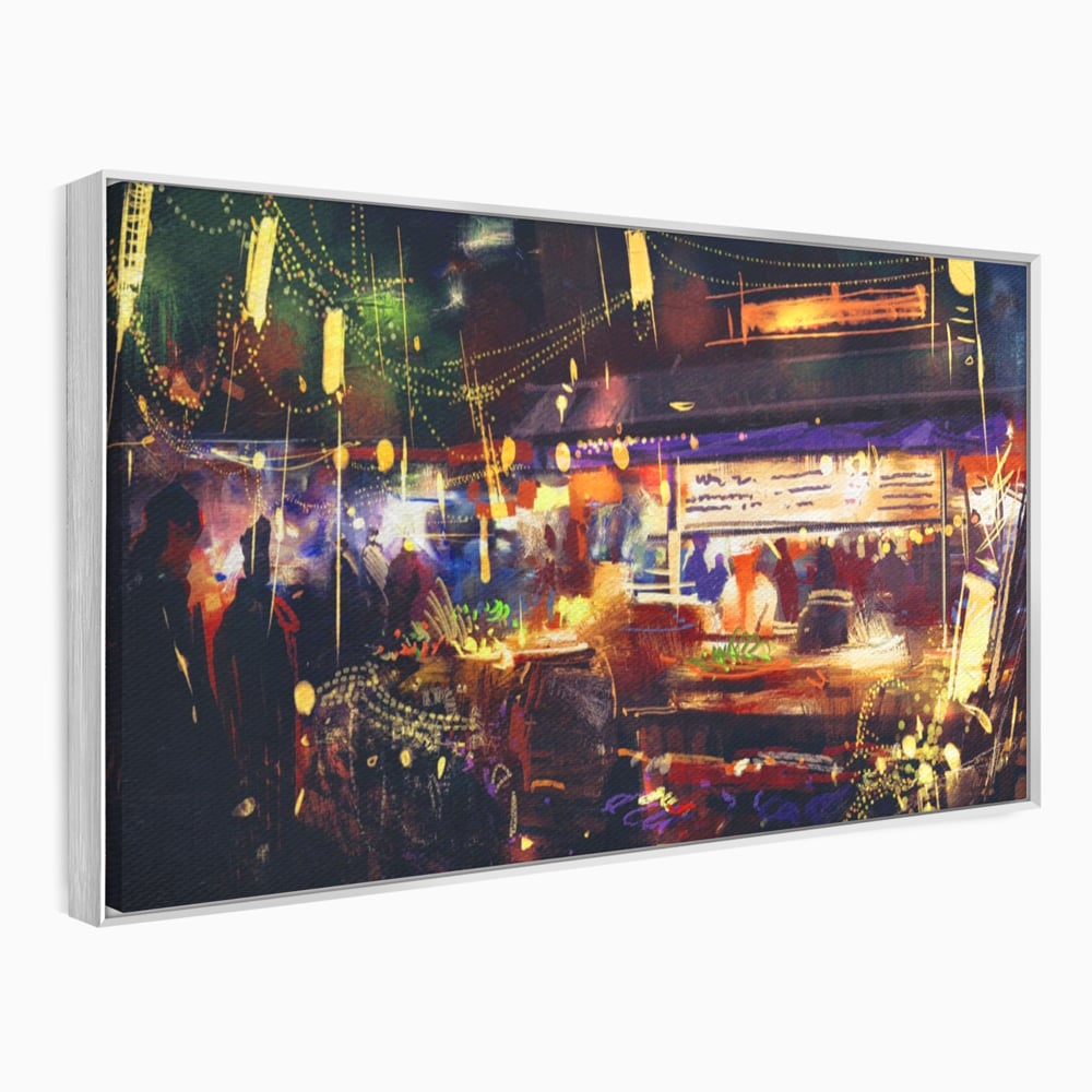 Leinwandbilder Premium LuxCanva® A1290, Bunter Markt, Wohnen, Laden, Menschen, Abstrakt, Lichter, Kräftige Farben