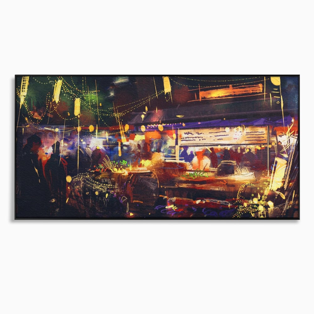 Leinwandbilder Premium LuxCanva® A1290, Bunter Markt, Wohnen, Laden, Menschen, Abstrakt, Lichter, Kräftige Farben